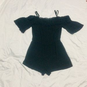 Embroidered Neck Romper